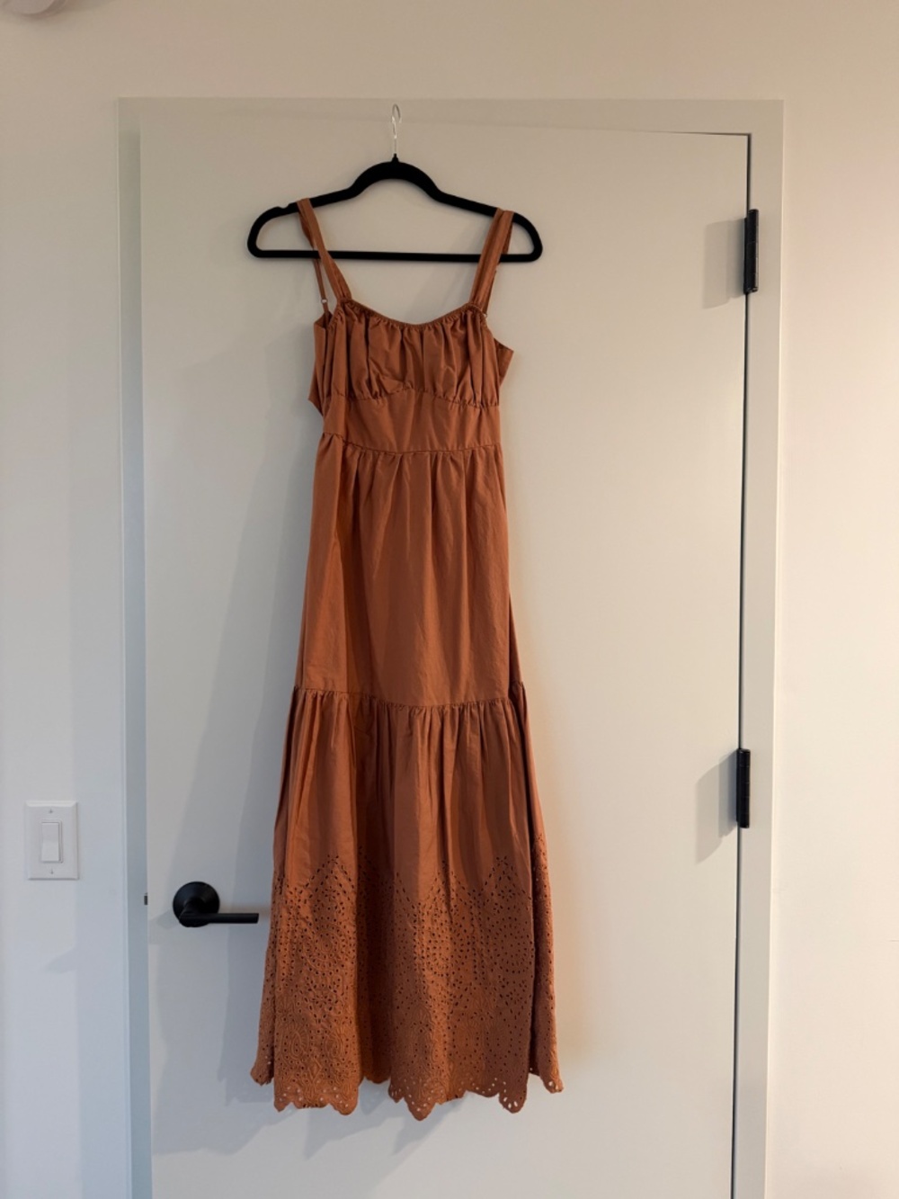 Joie Terra Cotta Eyelet Cotton Poplin Maxi Dress, S